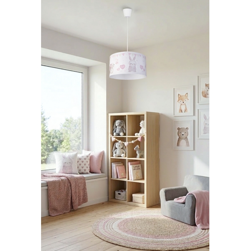 Brilagi - LED dječji luster na sajli BOBO 1xE27/60W/230V Ø 35 cm bijela/zečići