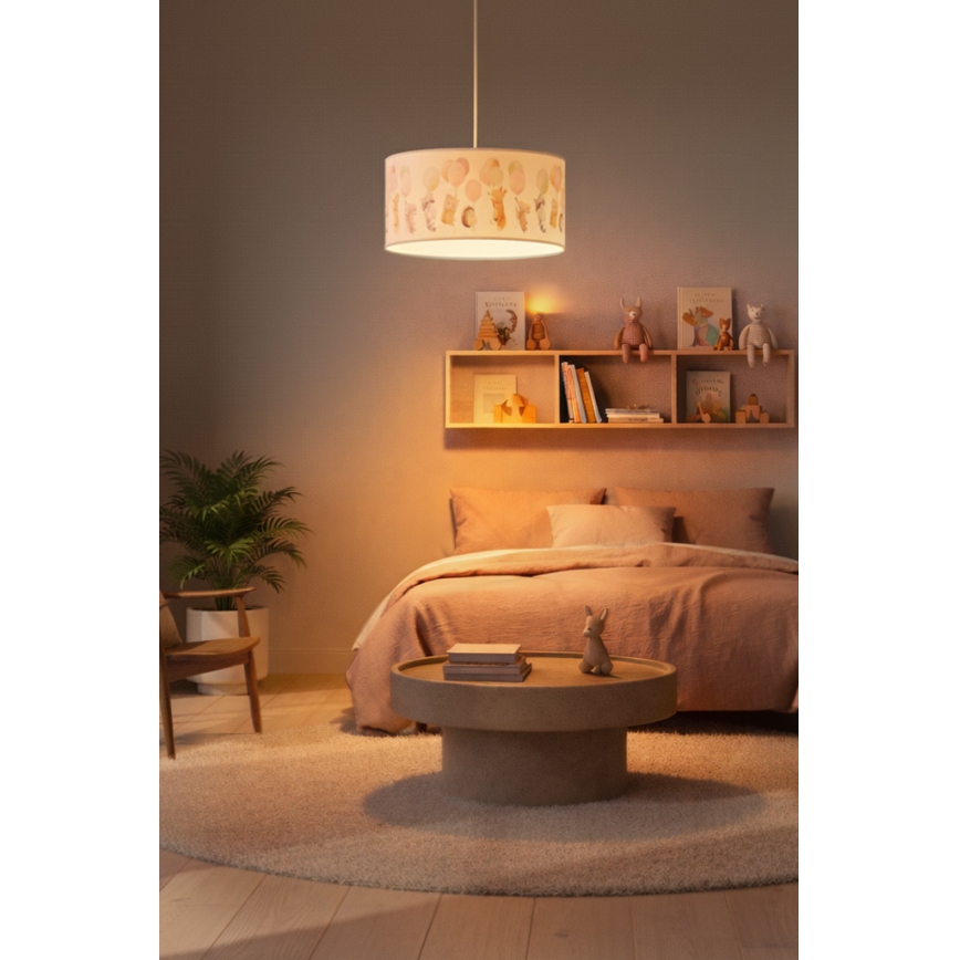 Brilagi - LED dječji luster na sajli BOBO 1xE27/60W/230V Ø 35 cm bijela/životinjice