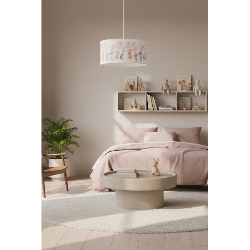 Brilagi - LED dječji luster na sajli BOBO 1xE27/60W/230V Ø 35 cm bijela/životinjice