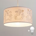Brilagi -LED Dječji luster na sajli BOBO 1xE27/60W/230V Ø 35 cm bijeli/jednorogovi