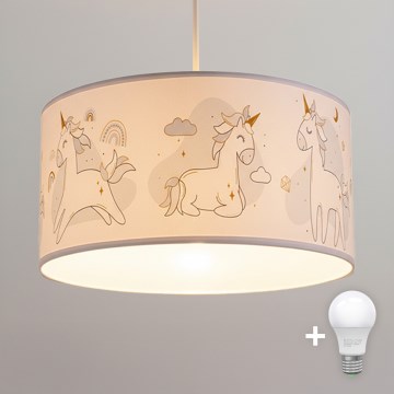 Brilagi -LED Dječji luster na sajli BOBO 1xE27/60W/230V Ø 35 cm bijeli/jednorogovi