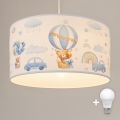 Brilagi - LED dječji luster na sajli BOBO 1xE27/60W/230V Ø 35 cm plava/medvjedići