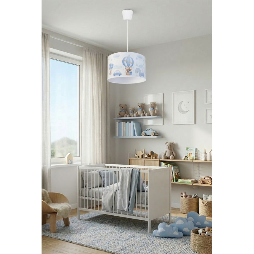 Brilagi - LED dječji luster na sajli BOBO 1xE27/60W/230V Ø 35 cm plava/medvjedići
