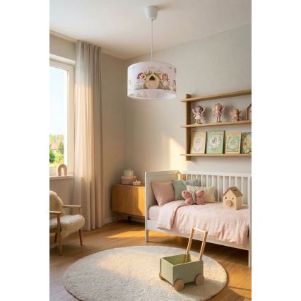 Brilagi - LED dječji luster na sajli BOBO 1xE27/60W/230V Ø 35 cm ružičasta/vile