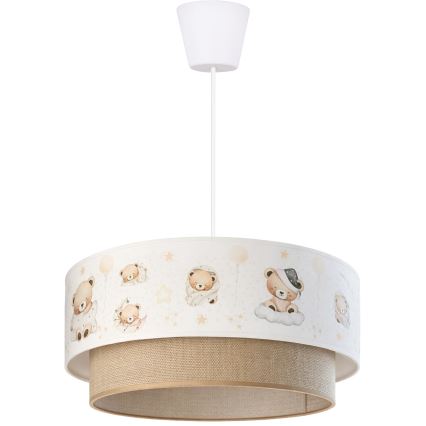 Brilagi- LED Dječji luster na sajli BOBO 1xE27/60W/230V Ø 40 cm bijela/bež/medvjedić