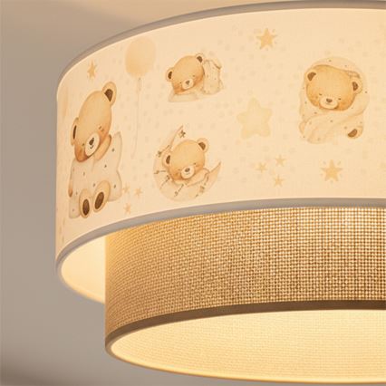 Brilagi- LED Dječji luster na sajli BOBO 1xE27/60W/230V Ø 40 cm bijela/bež/medvjedić