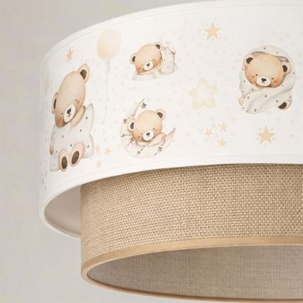 Brilagi- LED Dječji luster na sajli BOBO 1xE27/60W/230V Ø 40 cm bijela/bež/medvjedić