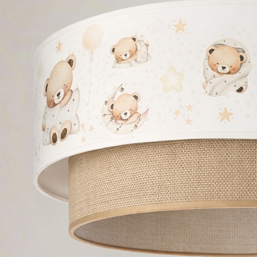 Brilagi- LED Dječji luster na sajli BOBO 1xE27/60W/230V Ø 40 cm bijela/bež/medvjedić
