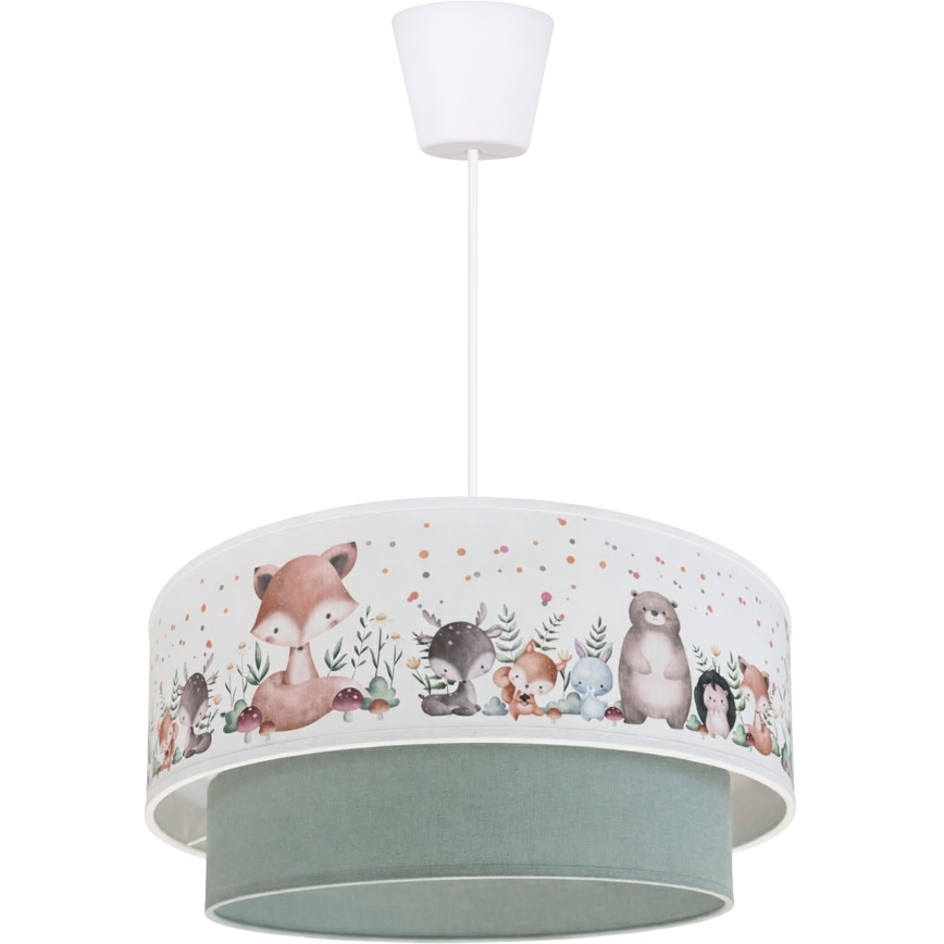 Brilagi - LED dječji luster na sajli BOBO 1xE27/60W/230V Ø 40 cm bijela/zelena/životinjski motiv