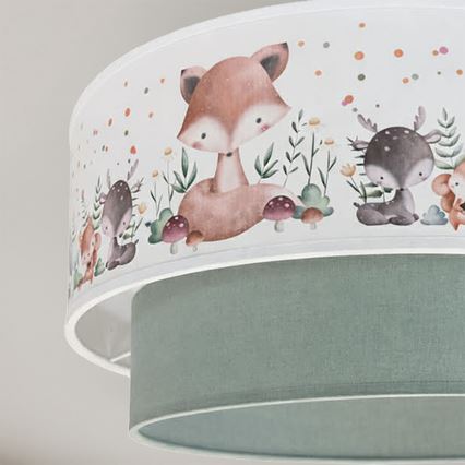 Brilagi - LED dječji luster na sajli BOBO 1xE27/60W/230V Ø 40 cm bijela/zelena/životinjski motiv
