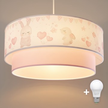 Brilagi - LED dječji luster na sajli BOBO 1xE27/60W/230V Ø 40 cm krem/ružičasta/zečići