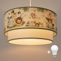 Brilagi - LED dječji luster na sajli BOBO 1xE27/60W/230V Ø 40 cm krem/zelena/džungla