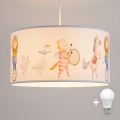 Brilagi - LED dječji luster na užetu BOBO 1xE27/60W/230V Ø 35 cm bijela/s motivom životinja