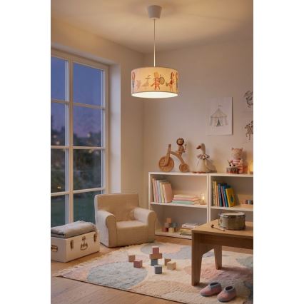 Brilagi - LED dječji luster na užetu BOBO 1xE27/60W/230V Ø 35 cm bijela/s motivom životinja