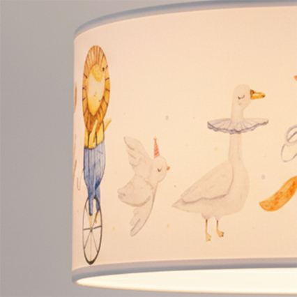 Brilagi - LED dječji luster na užetu BOBO 1xE27/60W/230V Ø 35 cm bijela/s motivom životinja