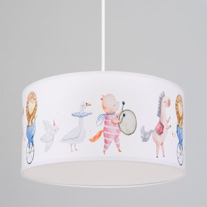 Brilagi - LED dječji luster na užetu BOBO 1xE27/60W/230V Ø 35 cm bijela/s motivom životinja