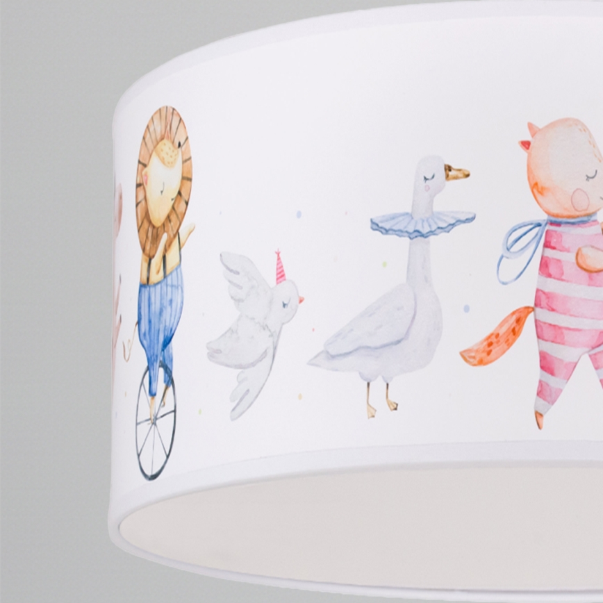 Brilagi - LED dječji luster na užetu BOBO 1xE27/60W/230V Ø 35 cm bijela/s motivom životinja