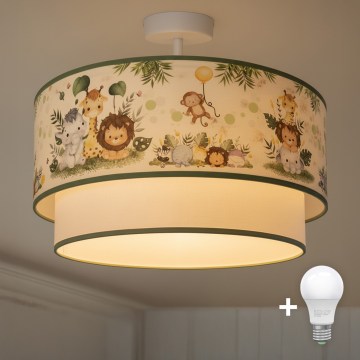 Brilagi - LED dječji nadgradni luster BOBO 1xE27/10W/230V Ø 40 cm krem/zelena/džungla