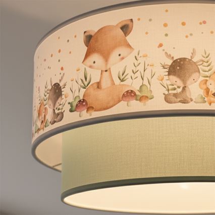 Brilagi - LED dječja nadgradna stropna svjetiljka BOBO 1xE27/60W/230V Ø 40 cm bijela/zelena/životinjice