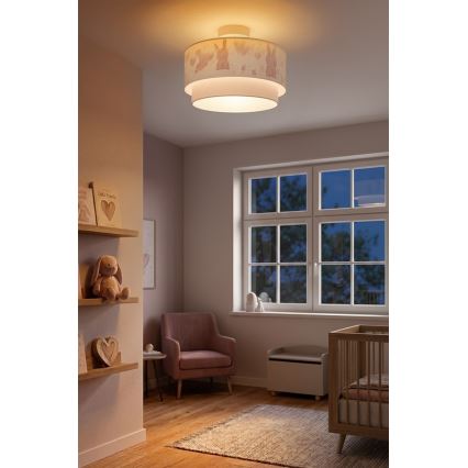 Brilagi - LED dječja plafonjera BOBO 1xE27/60W/230V ø 40 cm krem/siva/zečići