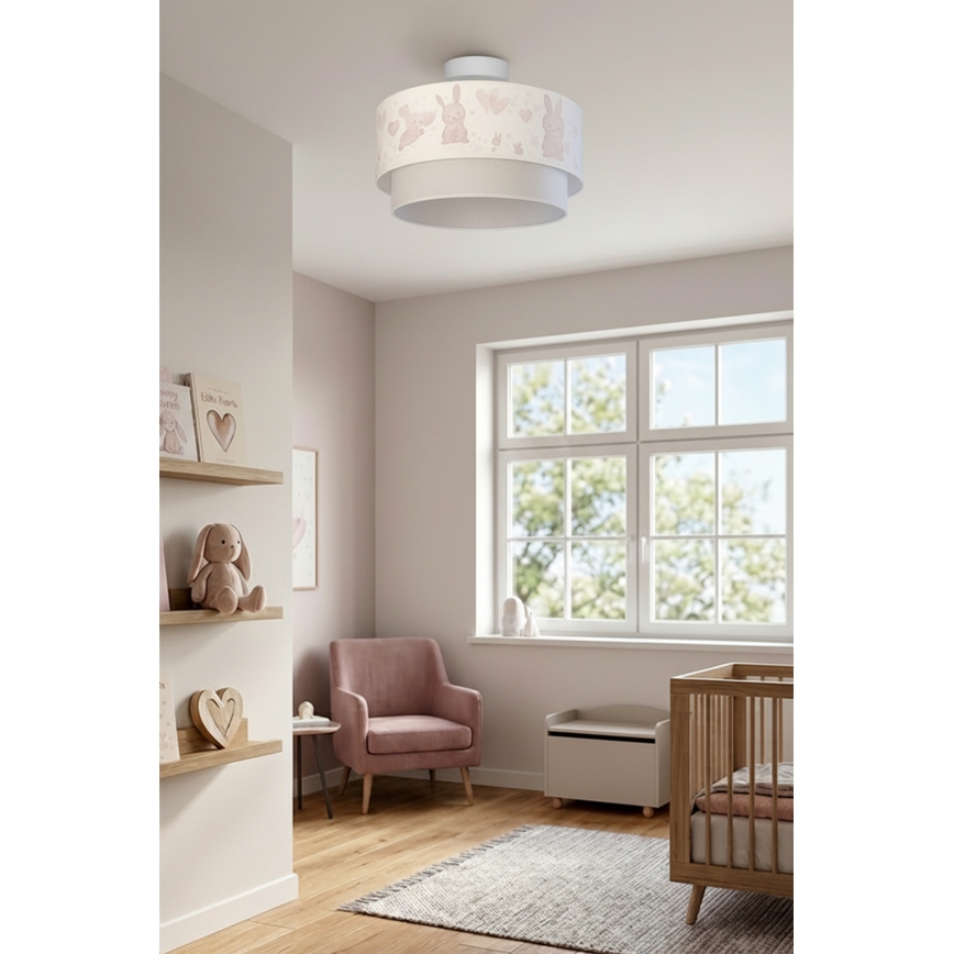 Brilagi - LED dječja plafonjera BOBO 1xE27/60W/230V ø 40 cm krem/siva/zečići