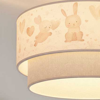 Brilagi - LED dječja plafonjera BOBO 1xE27/60W/230V ø 40 cm krem/siva/zečići