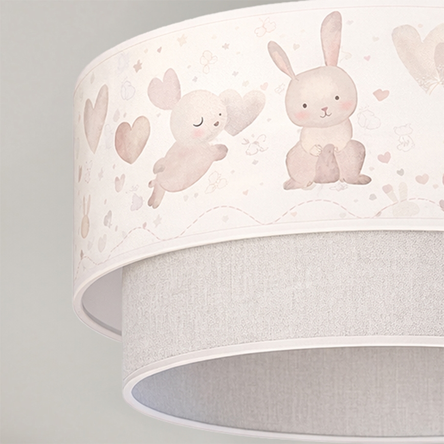 Brilagi - LED dječja plafonjera BOBO 1xE27/60W/230V ø 40 cm krem/siva/zečići