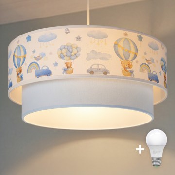 Brilagi - LED dječji viseći luster BOBO na užetu 1xE27/60W/230V Ø 40 cm krem/plava/medvjedići