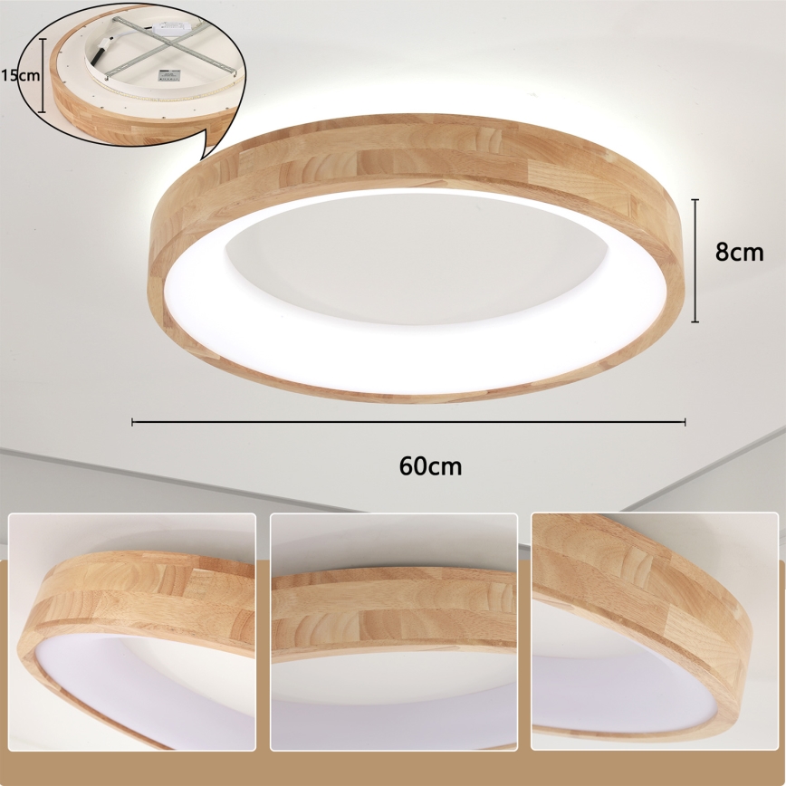 Brilagi - LED stropna svjetiljka FALCON WOOD LED/40W/230V 3000/4000/6000K promjer 60 cm drvo