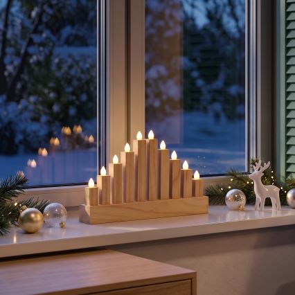 BRILAGI - LED drveni božićni svijećnjak 10xLED/2xAA