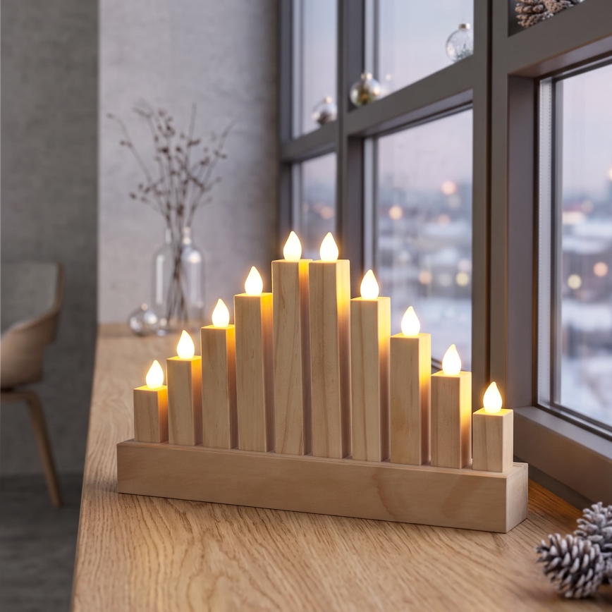BRILAGI - LED drveni božićni svijećnjak 10xLED/2xAA