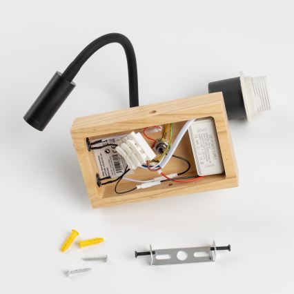 Brilagi - LED dječja fleksibilna zidna svjetiljka BOBO WOOD 1xE27/25W/230V + LED/3W hrast/crna/bijela/s motivom životinja