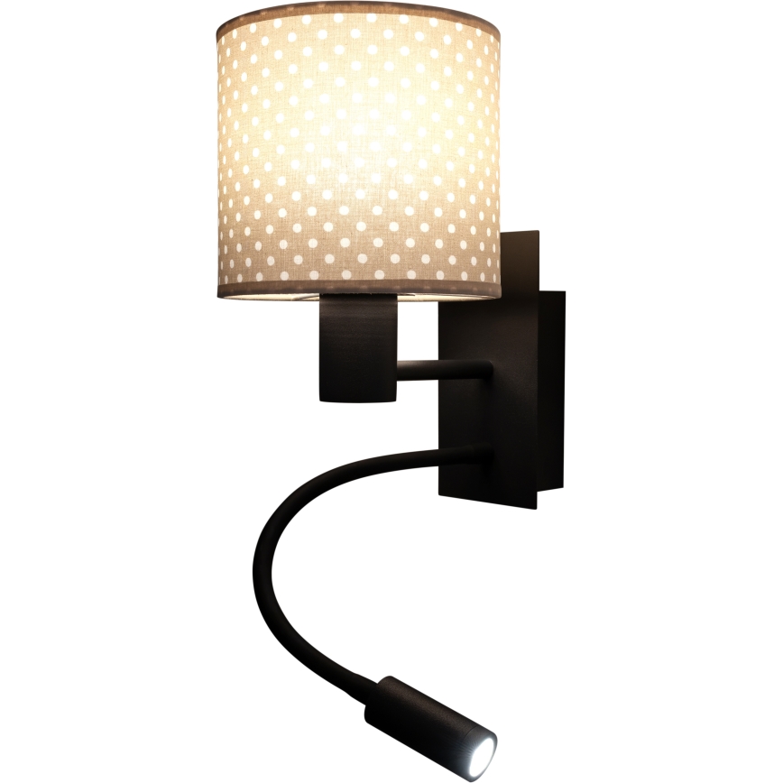 Brilagi - fleksibilna LED zidna lampa BOBO 1xE27/25W/230V + LED/3W crna/bež s točkicama