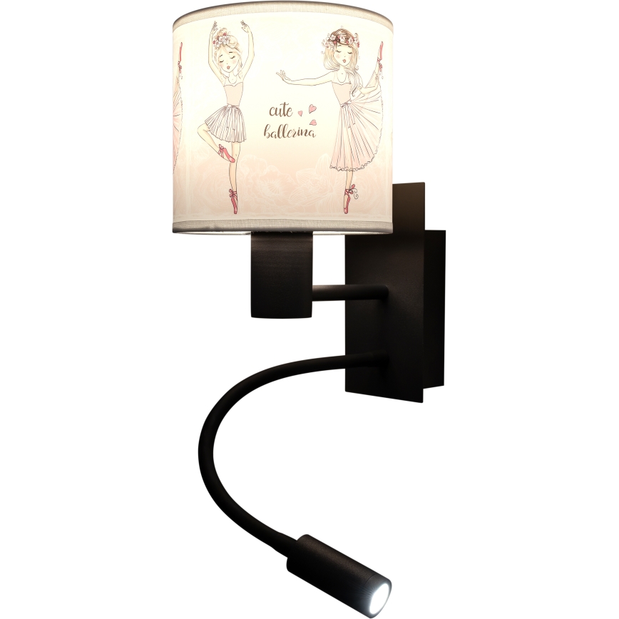 Brilagi - LED dječja fleksibilna zidna svjetiljka BOBO 1xE27/25W/230V + LED/3W crna/bijela/ružičasta/baletke