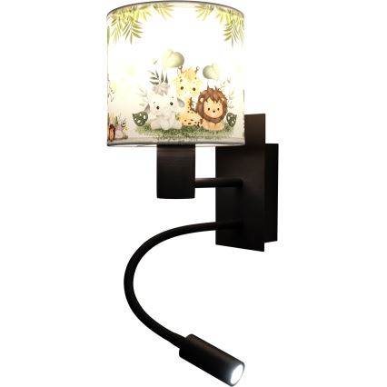 Brilagi - LED dječja fleksibilna zidna svjetiljka BOBO 1xE27/25W/230V + LED/3W crna/bijela/zelena/džungla