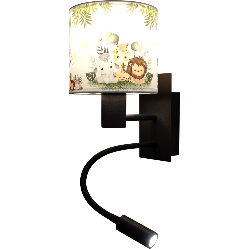 Brilagi - LED dječja fleksibilna zidna svjetiljka BOBO 1xE27/25W/230V + LED/3W crna/bijela/zelena/džungla
