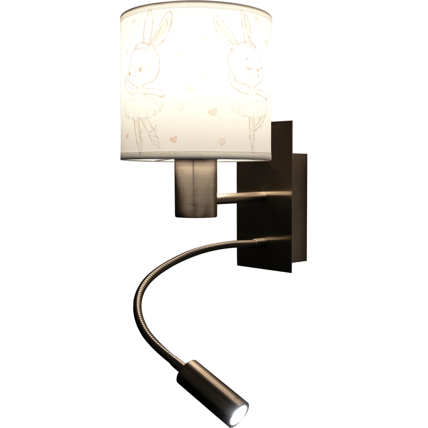 Brilagi - LED dječja fleksibilna zidna svjetiljka BOBO 1xE27/25W/230V + LED/3W matni krom/bijela/zečići