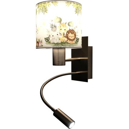 BRILAGI - LED dječja fleksibilna zidna svjetiljka BOBO 1xE27/25W/230V + LED/3W matni krom/bijela/zelena/džungla