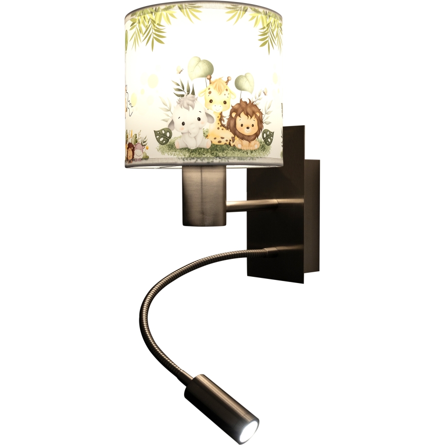 BRILAGI - LED dječja fleksibilna zidna svjetiljka BOBO 1xE27/25W/230V + LED/3W matni krom/bijela/zelena/džungla