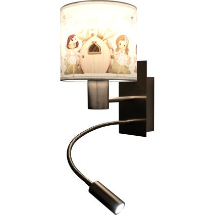 BRILAGI - LED dječja fleksibilna zidna svjetiljka BOBO 1xE27/25W/230V + LED/3W matni krom/bijela/ružičasta/vile