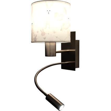 Brilagi - LED Dječja fleksibilna zidna svjetiljka BOBO 1xE27/25W/230V + LED/3W matni krom/bijela/zečići