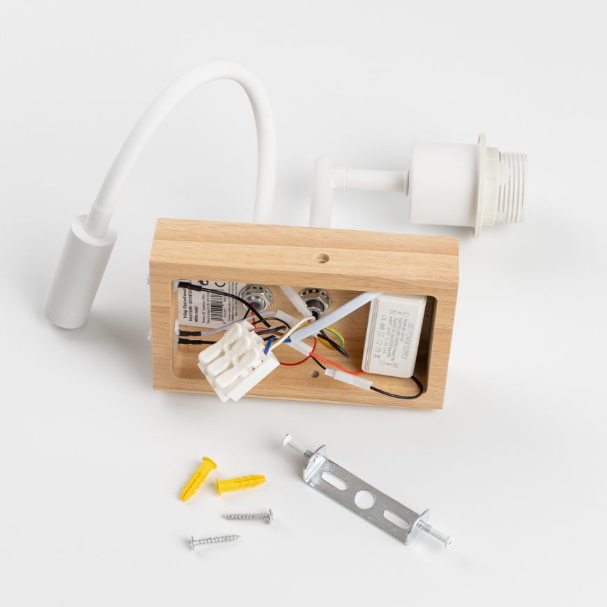 Brilagi - LED dječja fleksibilna zidna svjetiljka BOBO WOOD 1xE27/25W/230V + LED/3W hrast/bijela/ružičasta/balerine