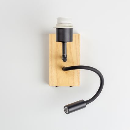 Brilagi - LED Dječja fleksibilna zidna lampa BOBO WOOD 1xE27/25W/230V + LED/3W hrast/crna/bijela/ružičasta/baletke