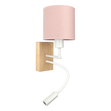 Brilagi - LED fleksibilna zidna lampa BOBO WOOD 1xE27/25W/230V + LED/3W hrast/bijela/ružičasta