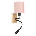 Brilagi - LED fleksibilna zidna lampa BOBO WOOD 1xE27/25W/230V + LED/3W hrast/crna/ružičasta