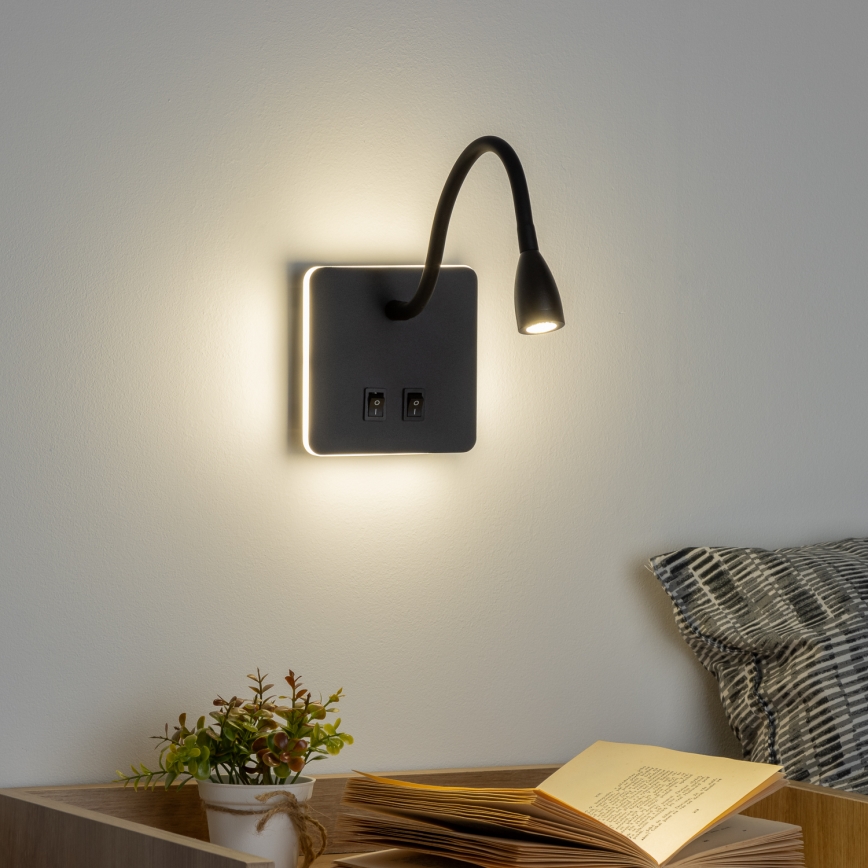 Brilagi - LED Fleksibilna zidna lampa MAYA Double LED/4W/230V + LED/3W crna
