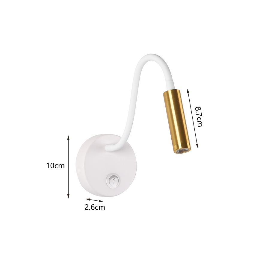 Brilagi - LED Fleksibilna zidna lampa MAYA LED/3W/230V 4000K bijela/zlatna