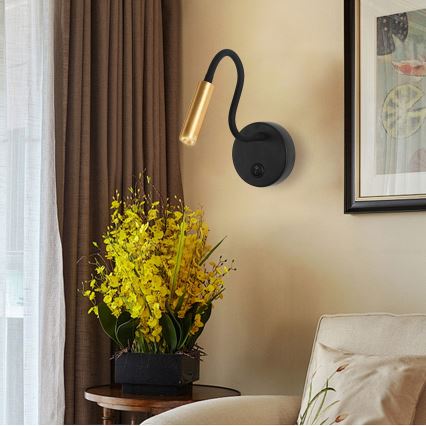 Brilagi - LED Fleksibilna zidna lampa MAYA LED/3W/230V 4000K crna/zlatna