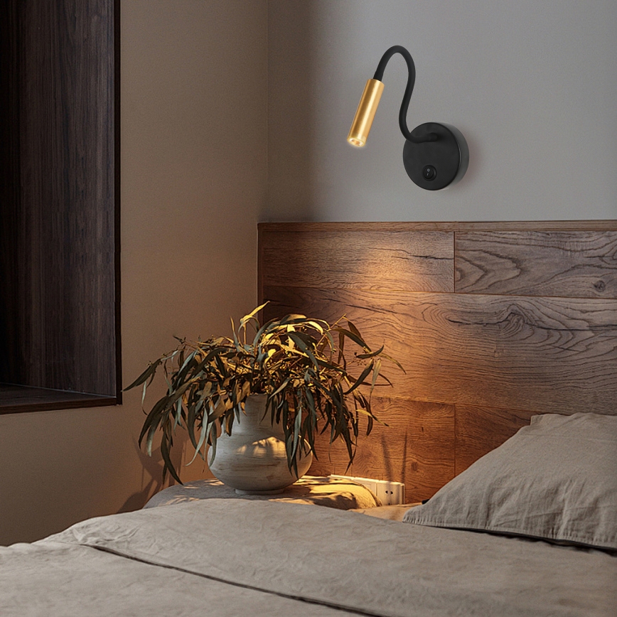 Brilagi - LED Fleksibilna zidna lampa MAYA LED/3W/230V 4000K crna/zlatna