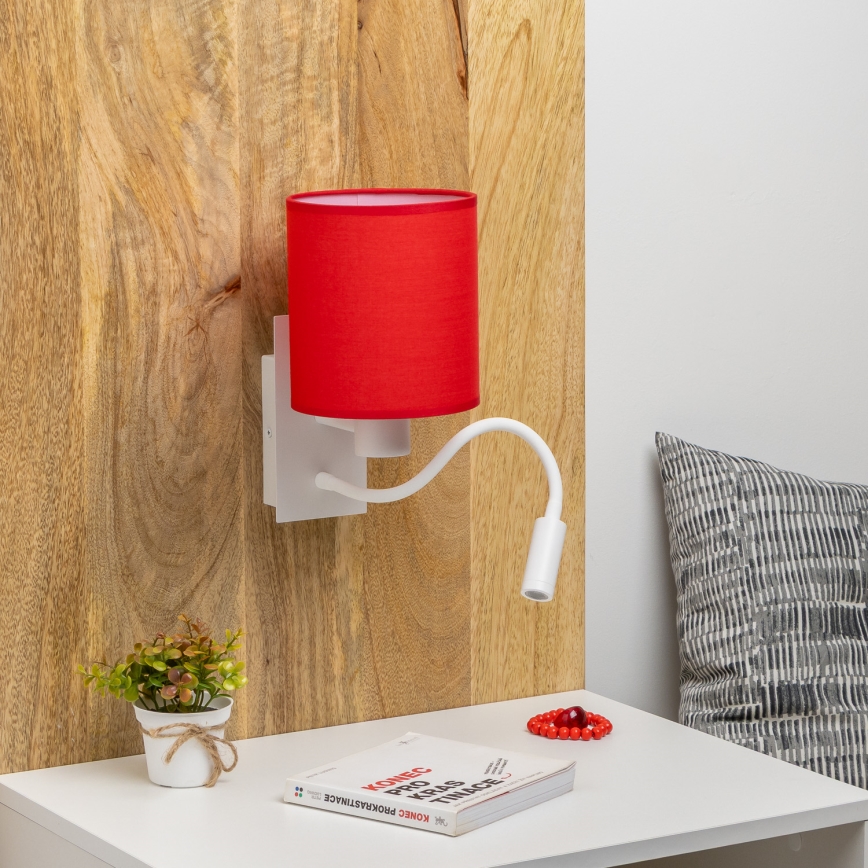 Brilagi - LED Fleksibilna zidna lampa NUBILA 1xE27/25W/230V + LED/3W bijela/crvena